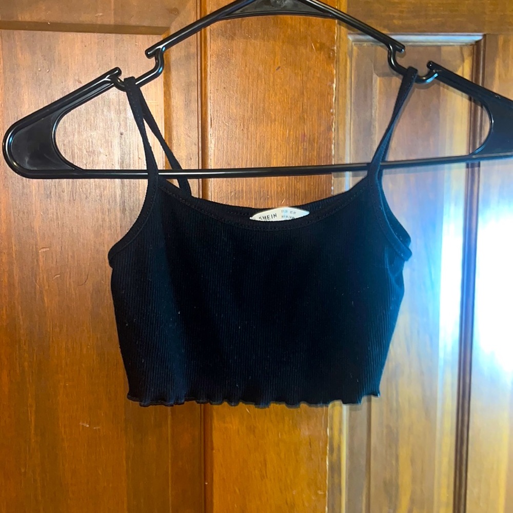 Shein black tank! Small on size 8 kids but would be perfect for little kids!